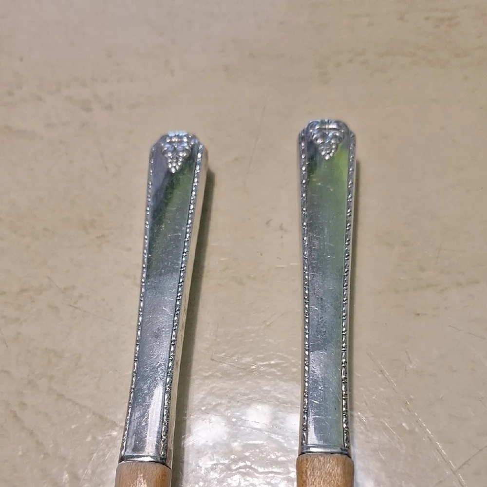 Prestige Silver and Wood Salad Fork & Spoon - Picture 3 of 11